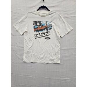 Ford Bronco Graphic T-Shirt Mens XXL White Vintage Style Miles Ahead in‎ MPG New